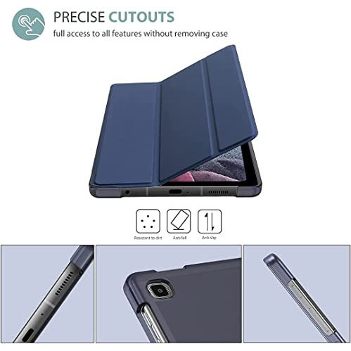 Proelite Smart Flip Case Cover For Samsung Galaxy Tab A7 Lite 8.7" Sm-T220/225 Translucent Back With Stylus Pen, Dark Blue