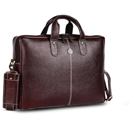 Hammonds Flycatcher Genuine Leather Office Bag For Men - 15.6 Inch Laptop Bag For Men For Professionals, Business Travelers - Adjustable Straps & Multiple Compartments - 1 Year Warranty - Brown