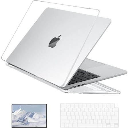 Eoocoo Hard Shell Case Compatible For Macbook Air 13.6 Inch 2025 2024 2022 M4 A3240 M3 A3113 M2 A2681 Retina Display&Touch Id,M2 M3 M4 Air 13" For Keyboard Skin Cover&Screen Protector - Crystal Clear