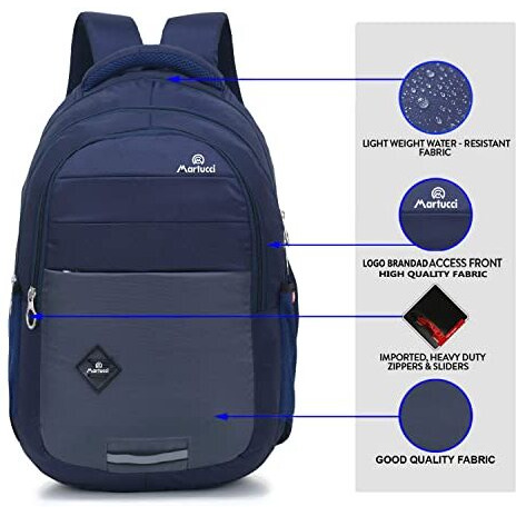 Martucci 36L Spacious Lightweight Polyester Laptop Backpack Unisex/College/School/Travel Backpack/Business Bag/Unisex Travel Backpack With Rain Cover (Compatible With Upto 17 Inch Laptop)(Navy Blue)