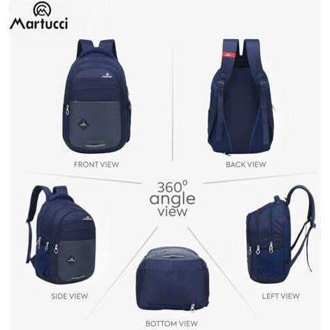 Martucci 36L Spacious Lightweight Polyester Laptop Backpack Unisex/College/School/Travel Backpack/Business Bag/Unisex Travel Backpack With Rain Cover (Compatible With Upto 17 Inch Laptop)(Navy Blue)