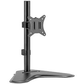 Jin Office Height Adjustable Monitor Stand Mount | Supports 13-32" Screens| Monitor Mount For Desk | Metal Black Powder Coated Single Monitor Arm Stand| Freestanding Monitor Mount (Black)