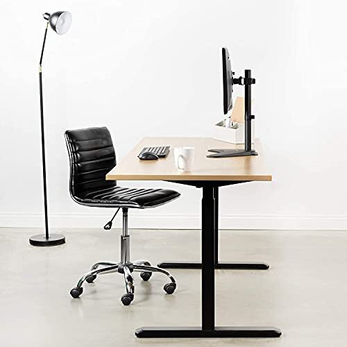 Jin Office Height Adjustable Monitor Stand Mount | Supports 13-32" Screens| Monitor Mount For Desk | Metal Black Powder Coated Single Monitor Arm Stand| Freestanding Monitor Mount (Black)