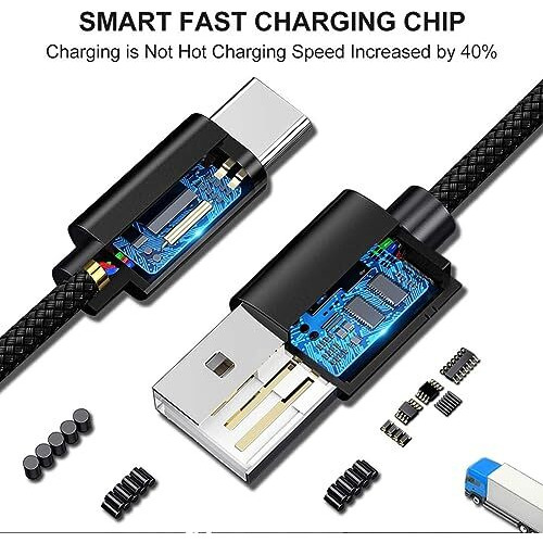Wayona Usb Type C (2Pack) Nylon Braided Long 6Ft/2Meter Fast Charging Cable For Iphone 15, 15 Pro, 15 Pro Max, 15 Plus, S24, S23 Ultra, S22, S21, S20, M34, M15 5G, A55, M14 (6 Ft Pack Of 2, Black)