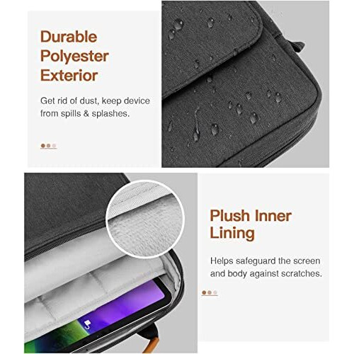 Proelite Tablet Sleeve Bag 9-11Inch For Ipad 10.2/10.9/Pro 11/Samsung/Lenovo/Galaxy Tab A9 Plus/S8/S9/Realme Pad/Honor Pad/Oppo//Xiaomi Mi Pad 7/Redmi Pad,Oneplus Pad, Handle With Shoulder Strap Black
