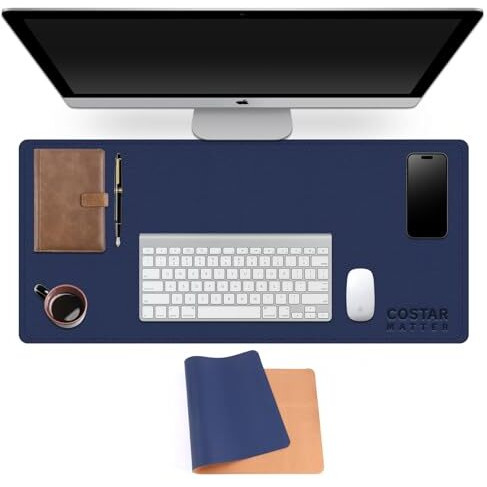 Costar Mouse Pad Large Extended Desk Mat For Laptop,Gaming Mouse Mat Xxl|Anti Fray Stitched Edges|Reversible Use|Dual Sided Waterproof|Non-Slip Base Wooden Mat For Home/Office| 90X40Cm