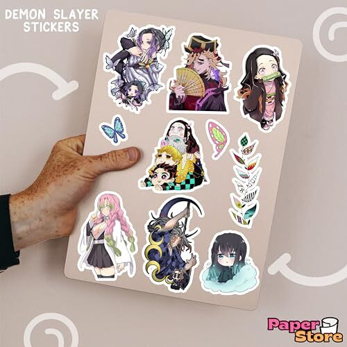 Thepaper9Store Vinyl Pack Of 85+ Demon Slayer Stickers For Laptop, Phone Case, Guitar, Bike, Pc, Scrapbook Etc. Waterproof Glossy Laminated Residue Free Anime Stickers, Self-Adhesive, 6 Cm