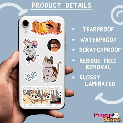 Thepaper9Store Vinyl Pack Of 85+ Demon Slayer Stickers For Laptop, Phone Case, Guitar, Bike, Pc, Scrapbook Etc. Waterproof Glossy Laminated Residue Free Anime Stickers, Self-Adhesive, 6 Cm