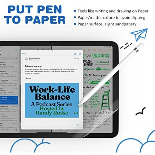 Xiron 2 Pack Paperfeel Screen Guard For Ipad A16/11Th/10Th Generation 2025/2022, Matte Pet Paper Screen Protector For Ipad Writing And Drawing Anti-Glare And Easy Installation