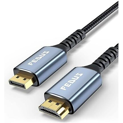 Fedus Displayport To Hdmi Cable Converter,3 Meter 4K@60Hz Braided Dp To Hdmi Adaptor Connector,Compatible With Projector,Laptop,Monitor,Tv,Pc,Graphic Cards Hdtv Monitor Projector Computer,Black