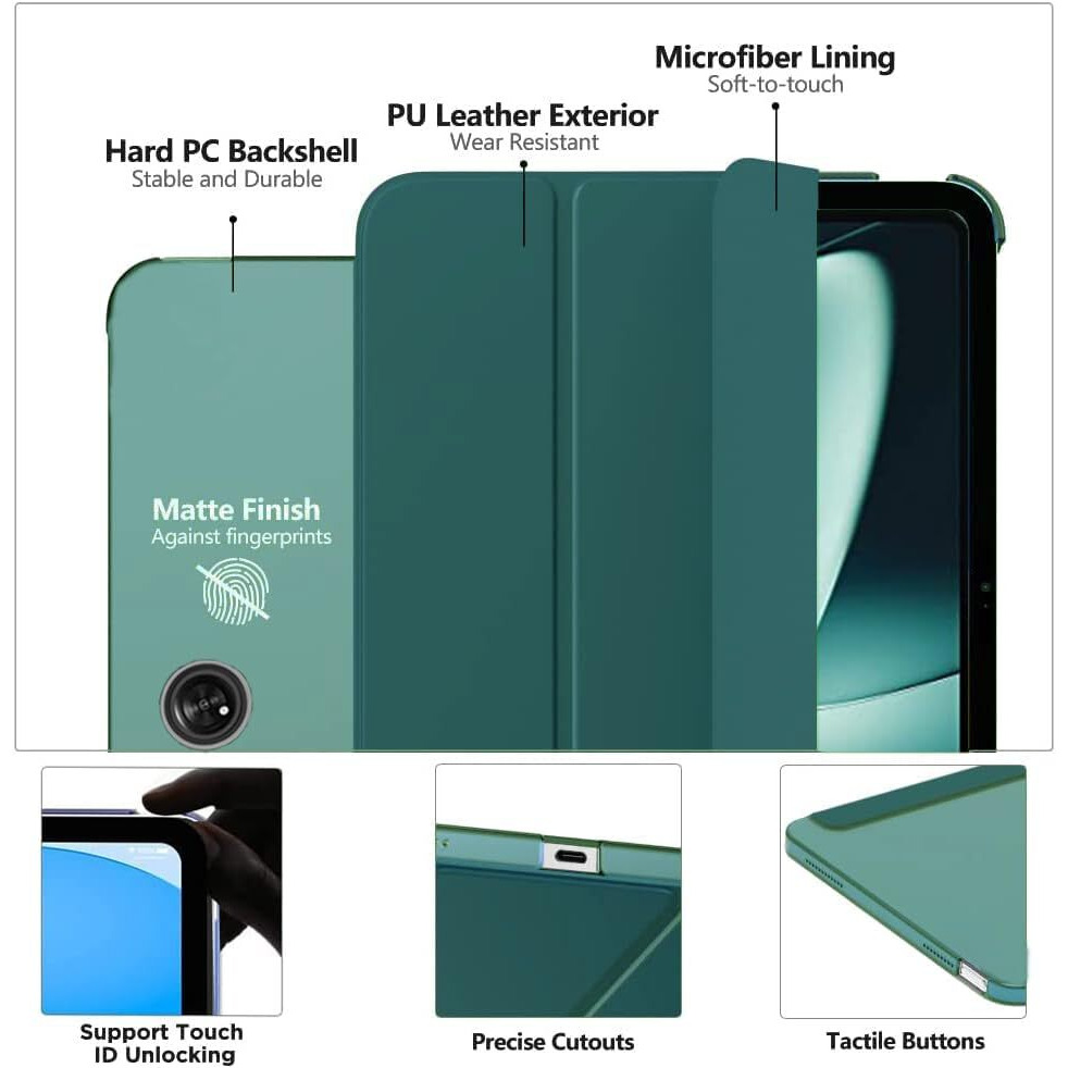 Proelite Cover For Oneplus Pad Cover, Transparent Flip Case Cover For Oneplus Pad 11.61 Inch 2023, Support Auto Sleep Wake With Pen Holder, Green