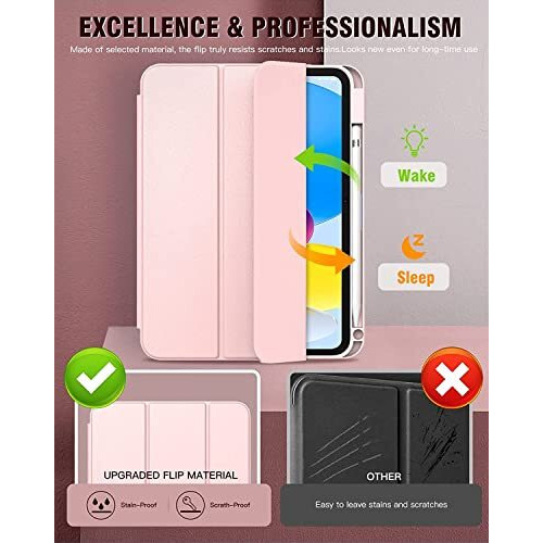 Proelite Case Cover For Apple Ipad (A16) 11Th/10Th Generation (2025/2022), Transparent Case Cover With Pencil Holder For Ipad 11Th/10Th Gen 2025/2022, Pink