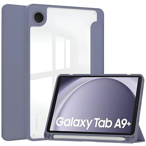 Proelite Cover For Samsung Galaxy Tab A9 Plus 11 Inch Cover Case, Smart Flip Case Cover For Samsung Galaxy Tab A9+ 11 Inch With S Pen Holder, Lavender [Transparent Back]