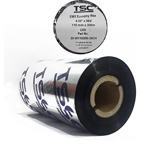 Tsc Thermal Transfer Barcode Wax Ribbon For Label, Tag, Barcode Printing Wax (Ewx - 110Mm X 300M)