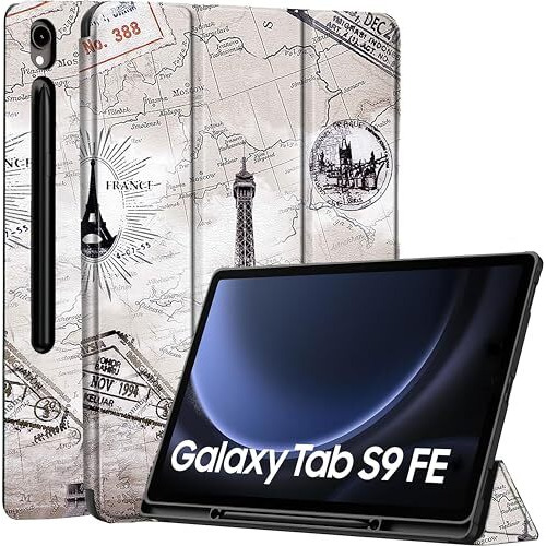 Proelite Cover For Samsung Galaxy Tab S9 Fe/S10 Fe 10.9 Inch Cover, Soft Flexible Flip Case Cover With S Pen Holder For Samsung Galaxy Tab S10/S9 Fe 10.9", Auto Sleep Wake, [Recoil Series] - Eiffel