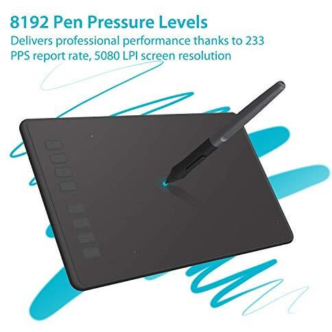 Huion Inspiroy H950P Graphics Drawing Tablet 8.7X5.4 Inch With Tilt Feature Battery-Free Pen 8192 Pen Pressure And 8 User-Defined Shortcuts,Compatible With Mac, Linux(Ubuntu), Windows Pc, And Android