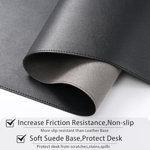 Aropana Anti-Slip Extended Mouse Pad, Pu Vegan Leather Desk Mat, Computer Desk Table Protector Pad With Non-Slip Suede Base For Keyboard, Desktop, Laptop, Office, 36" X1 7" Inch, Black