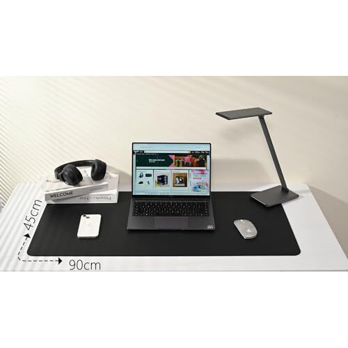 Aropana Anti-Slip Extended Mouse Pad, Pu Vegan Leather Desk Mat, Computer Desk Table Protector Pad With Non-Slip Suede Base For Keyboard, Desktop, Laptop, Office, 36" X1 7" Inch, Black