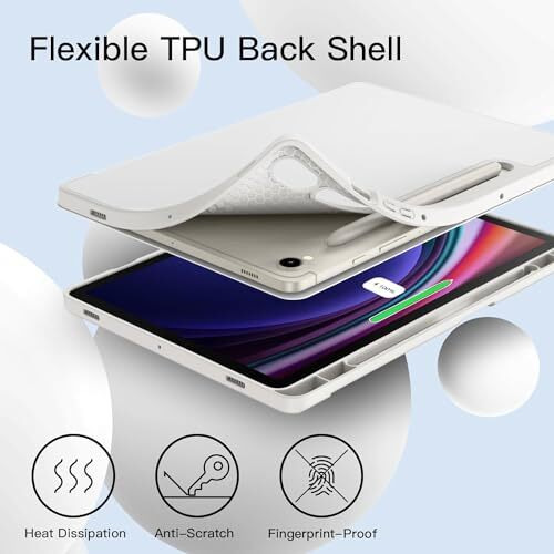 Proelite Cover For Samsung Galaxy Tab S9 Fe/S10 Fe 10.9 Inch Cover, Soft Flexible Flip Case Cover With S Pen Holder For Samsung Galaxy Tab S10/S9 Fe 10.9", Auto Sleep Wake, [Recoil Series] - Grey