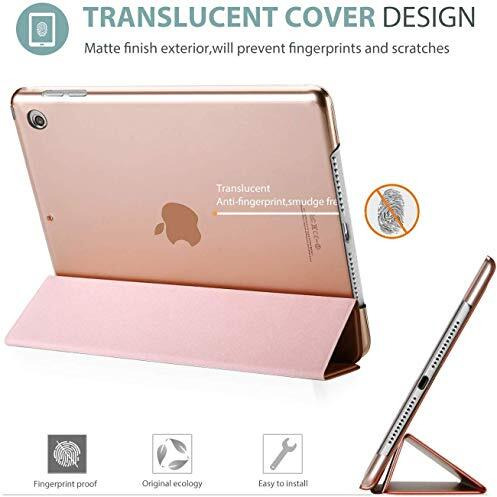 Proelite Smart Trifold Hard Back Flip Stand Case Cover For Apple Ipad 9.7 Inch 2018/2017 5Th 6Th Generation With Stylus Pen- Rose Gold