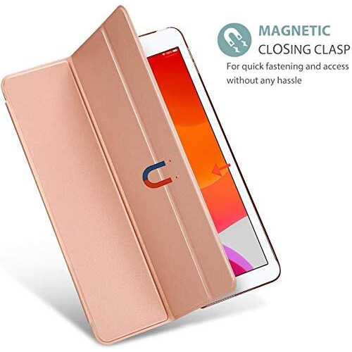 Proelite Smart Trifold Hard Back Flip Stand Case Cover For Apple Ipad 9.7 Inch 2018/2017 5Th 6Th Generation With Stylus Pen- Rose Gold