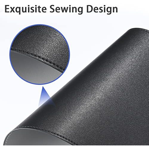 Aropana Vegan Leather Desk Mat, Mouse Pad Large, Computer Table Mat, Reversible Extended Laptop Pad For Desk, Dual Side Waterproof Edge-Stitched (31.5&quotX 15.7&quotInch, Black/Grey)