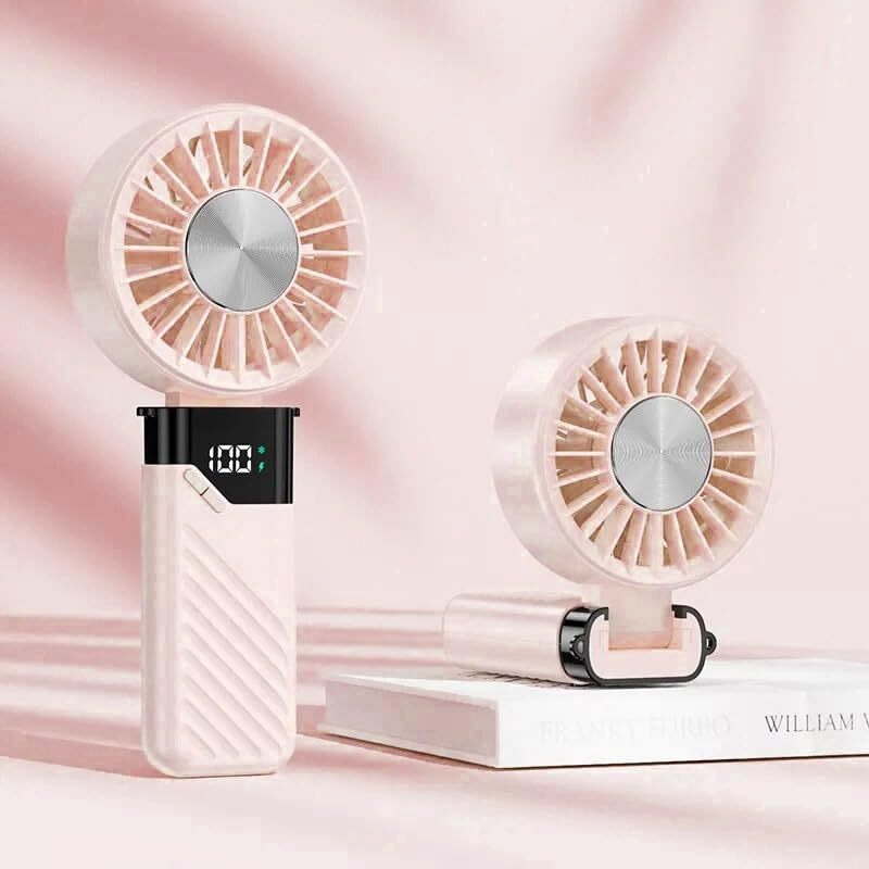 One94Store X48 Portable Usb Fan  3000Mah Battery, Type-C Fast Charging, 5-Speed Settings, Up To 12H Runtime  Compact & Lightweight For Home, Office & Travel (Pink)