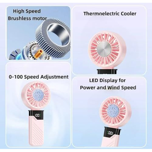 One94Store X48 Portable Usb Fan  3000Mah Battery, Type-C Fast Charging, 5-Speed Settings, Up To 12H Runtime  Compact & Lightweight For Home, Office & Travel (Pink)