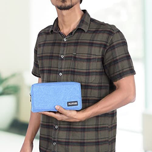 Alifiya Polyester Gadget Charger Pouch/Travel Organizer Pouch For Cables/Hard Disk/Charger (Blue - Pack Of 2)