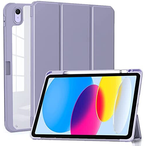 Proelite Case Cover For Apple Ipad (A16) 11Th/10Th Generation (2025/2022), Transparent Case Cover With Pencil Holder For Ipad 11Th/10Th Gen 2025/2022, Lavender