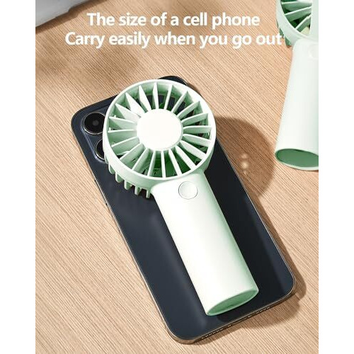 Gaiatop Mini Handheld Fan, Powerful 3 Speed Personal Portable Fan, Usb Rechargeable Hand Fan Cute Small Electric Fan For Makeup Travel Camp Shopping Indoor Outdoor(Green)