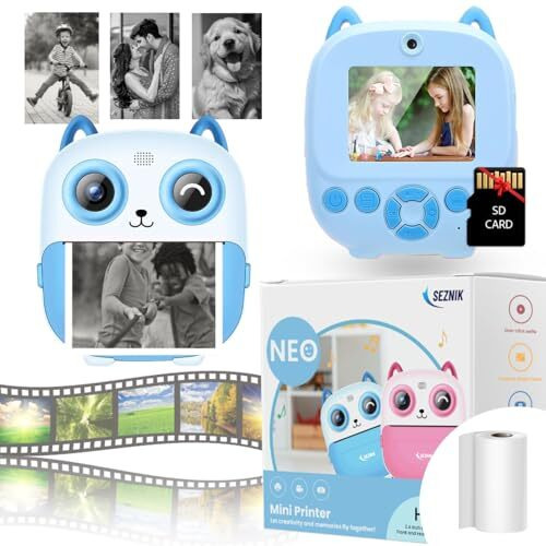 Seznik Mini Camera Printer, Click Photo Print, Inkless, Bluetooth Hd Print, Android, Ios. Instant Print (Neo-Blue)