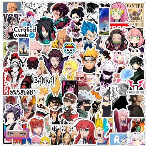 Paper9Store Pack Of 80+ Anime Stickers For Laptop, Phone Case, Guitar, Bike, Pc, Scrapbook Etc. Waterproof Glossy Laminated Residue Free Anime Stickers