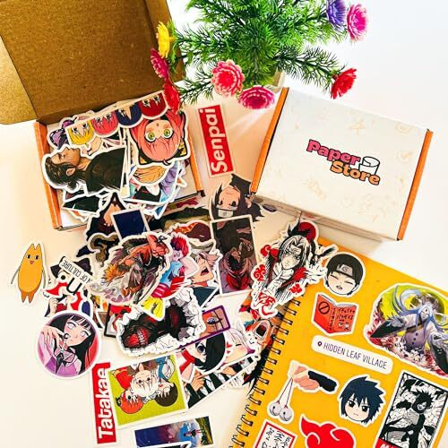 Paper9Store Pack Of 80+ Anime Stickers For Laptop, Phone Case, Guitar, Bike, Pc, Scrapbook Etc. Waterproof Glossy Laminated Residue Free Anime Stickers