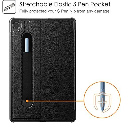 Proelite Smart Trifold Flip Case Cover For Samsung Galaxy Tab S6 Lite 10.4 Inch 2024 Sm-P610/P615, Support S Pen Magnetic Attachment [Black]