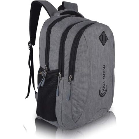 Half Moon Spring 34L School Bags For Boys School Bag For Girls | 4 Compartment Backpack For Men & Women | Water Resistant | 5 Zips Stylish And Trendy College Bag For Unisex (Grey)