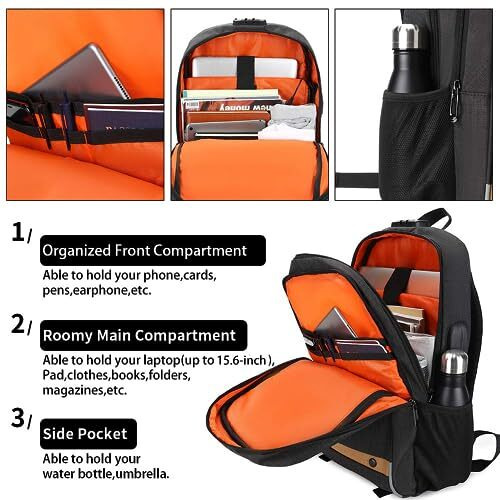 Golden Wolf Backpack With Rain Cover Anti-Theft Business Backpack With Lock 15.6-Inch Laptop Bag With Usb Port 25L Multi-Pockets For Men Women Office Travel College,Light Grey