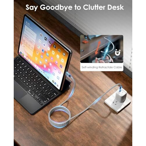 Magnetic Coiled Type C - Lightning Cable Compatible With Iphone, Ipad & Airpods, 65W / 3.1A Magnetic Magcable Nylon Braided O-Magcable Pd Technology, Qc 3.0 Charging - 1.2 Meter , Type C - L , Black