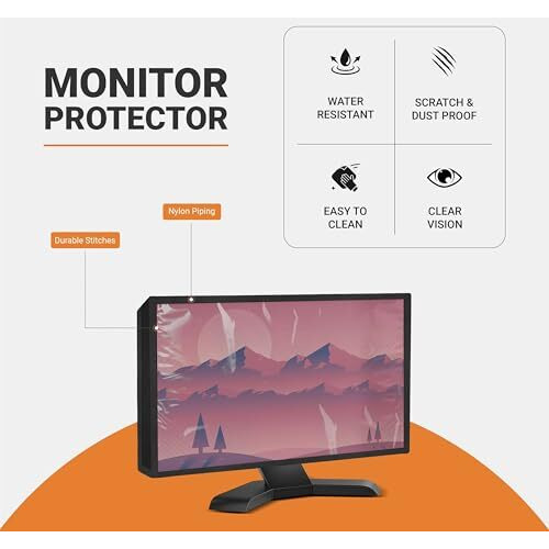Cranique Dust Proof Lcd / Led Transparent Monitor Cover For 24" Dell | Hp | Lg | Lenovo | Samsung | Acer | Benq 24 Inch (Lcd-Ts-24-Black)