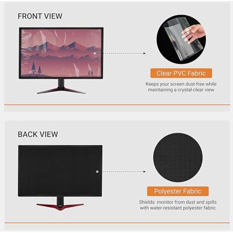 Cranique Dust Proof Lcd / Led Transparent Monitor Cover For 24" Dell | Hp | Lg | Lenovo | Samsung | Acer | Benq 24 Inch (Lcd-Ts-24-Black)