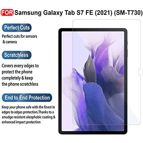 Cedo Samsung Tab S7 Fe (12.4 Inch) Tempered Glass | Screen Protector Clear Tempered Glass For Samsung Galaxy Tab S7 Fe 12.4 Inch - Sm-T730/T733/T736B (2021)
