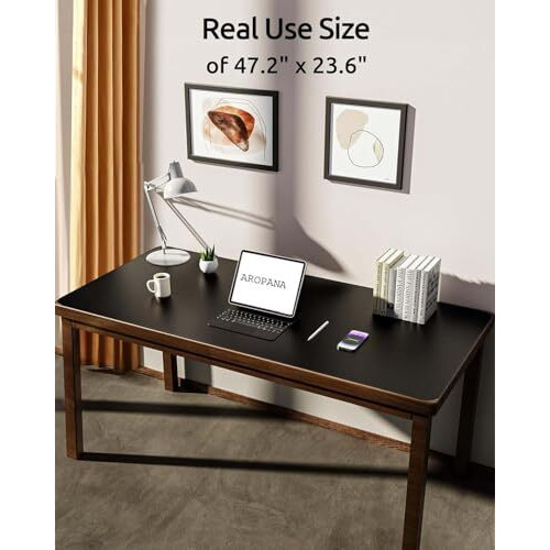 Aropana Vegan Leather Desk Mat, Mouse Pad Large, Computer Table Mat, Reversible Extended Laptop Pad For Desk, Dual Side Waterproof Edge-Stitched (47.2X23.6 Inch, Black/Grey)