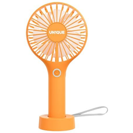 Un1Que Mini Handheld Fan, Brushless Motor Portable Hand Fan With Lanyard, 3 Speeds Small Fan, Usb Fan Rechargeable For Indoor And Outdoor Use By Women And Men, Table Fan Base Included