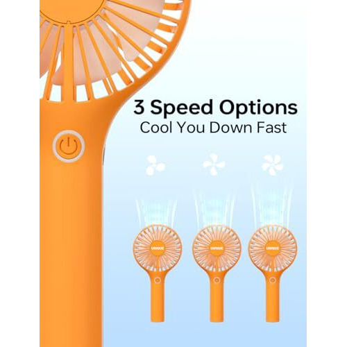 Un1Que Mini Handheld Fan, Brushless Motor Portable Hand Fan With Lanyard, 3 Speeds Small Fan, Usb Fan Rechargeable For Indoor And Outdoor Use By Women And Men, Table Fan Base Included