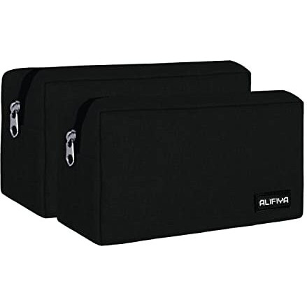 Alifiya Polyester Gadget Charger Pouch/Travel Organizer Pouch For Cables/Hard Disk/Charger (Black - Pack Of 2)