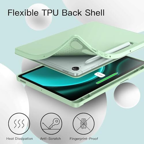 Proelite Cover For Samsung Galaxy Tab S9 Fe/S10 Fe 10.9 Inch Cover, Soft Flexible Flip Case Cover With S Pen Holder For Galaxy Tab S10/S9 Fe 10.9", Auto Sleep Wake, [Recoil Series] - Mint Green