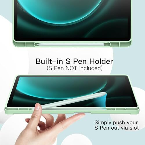 Proelite Cover For Samsung Galaxy Tab S9 Fe/S10 Fe 10.9 Inch Cover, Soft Flexible Flip Case Cover With S Pen Holder For Galaxy Tab S10/S9 Fe 10.9", Auto Sleep Wake, [Recoil Series] - Mint Green