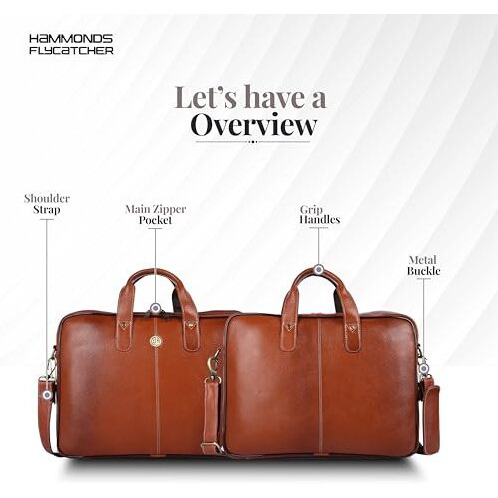 Hammonds Flycatcher Genuine Leather Office Bag For Men - 15.6 Inch Laptop Bag For Men For Professionals, Business Travelers - Adjustable Straps & Multiple Compartments - 1 Year Warranty - Tan