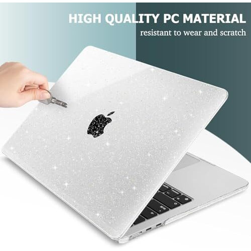 Hasthip Laptop Cover For Macbook Air M4 A3240 M3 A3113 M2 A2681 13.6 Inch 2025 2024 2022 Release Hard Shell Case Cover For Apple Macbook Air 13 Inch Cover Anti Fall Scratch Clear Glitter Crystal