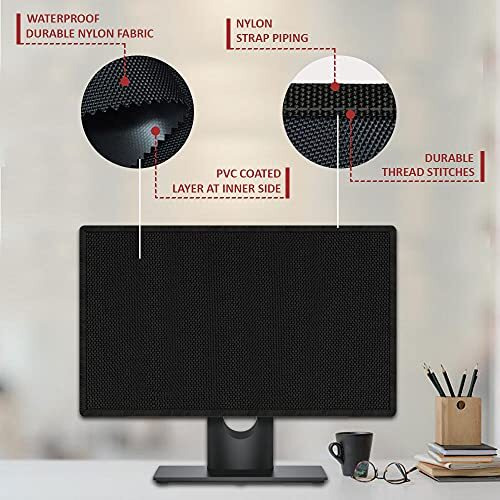 Inf Dust Proof Water Proof Washable Lcd/Led Monitor Cover For Dell 24 Inch (Black), Nylon